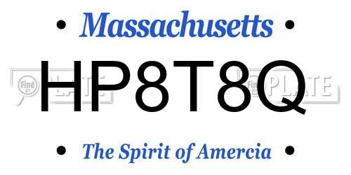 HP8T8Q Massachusetts License Plate