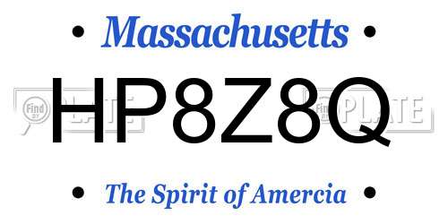 HP8Z8Q Massachusetts License Plate