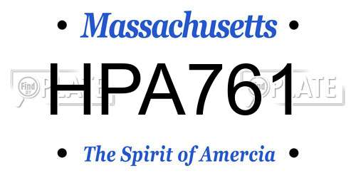 HPA761 Massachusetts License Plate