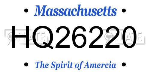 HQ26220 Massachusetts License Plate