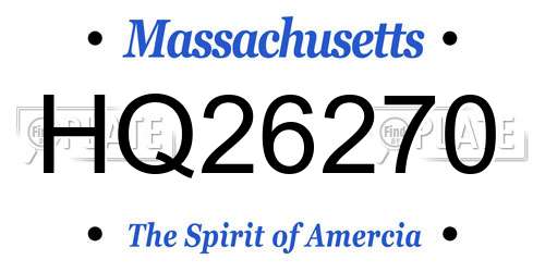 HQ26270 Massachusetts License Plate
