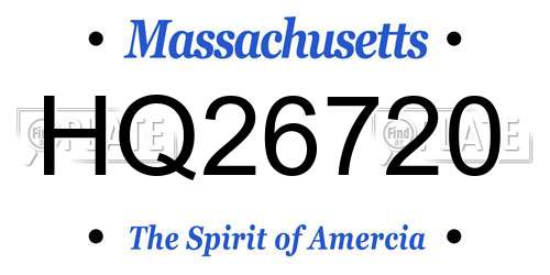 HQ26720 Massachusetts License Plate