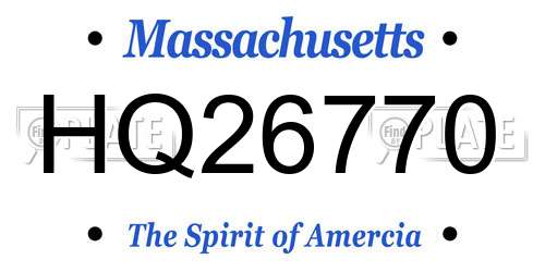 HQ26770 Massachusetts License Plate