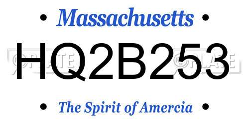 HQ2B253 Massachusetts License Plate