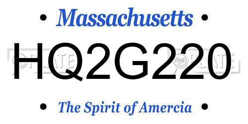HQ2G220 Massachusetts License Plate