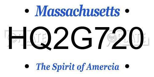 HQ2G720 Massachusetts License Plate