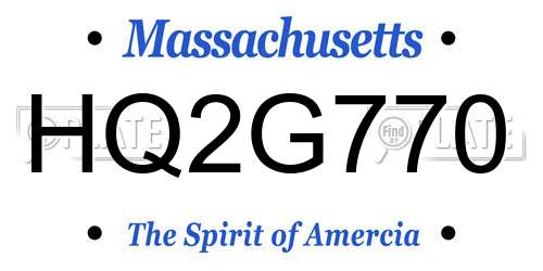 HQ2G770 Massachusetts License Plate