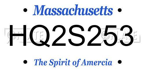 HQ2S253 Massachusetts License Plate