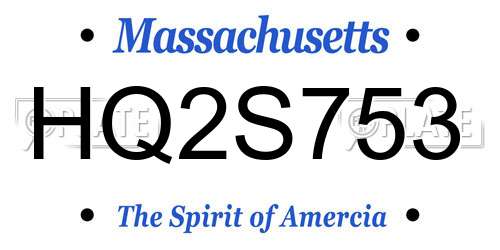 HQ2S753 Massachusetts License Plate