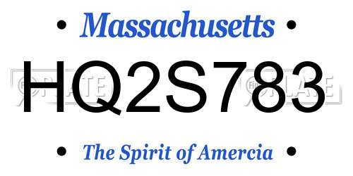 HQ2S783 Massachusetts License Plate