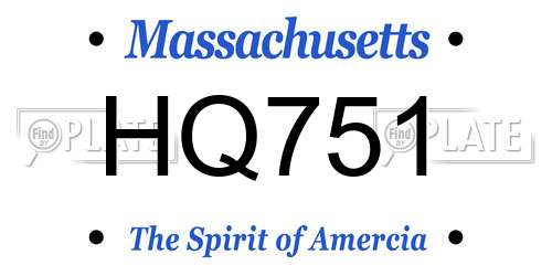 HQ751 Massachusetts License Plate