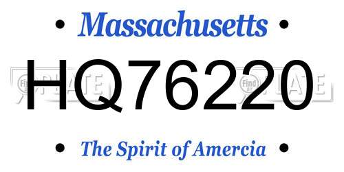 HQ76220 Massachusetts License Plate