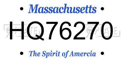 HQ76270 Massachusetts License Plate