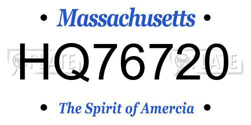 HQ76720 Massachusetts License Plate