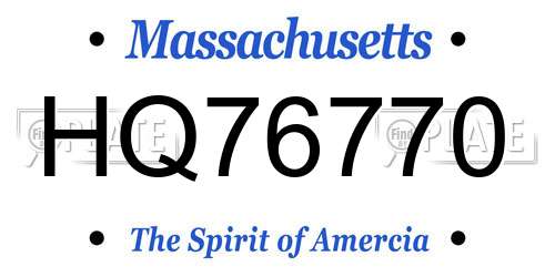 HQ76770 Massachusetts License Plate