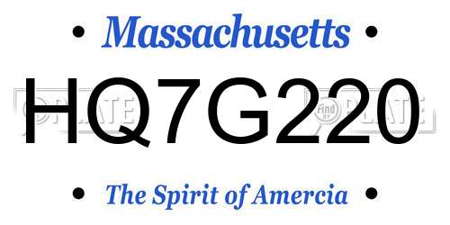 HQ7G220 Massachusetts License Plate