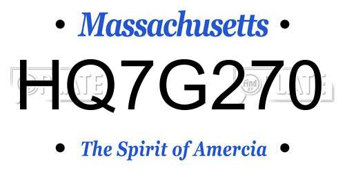 HQ7G270 Massachusetts License Plate