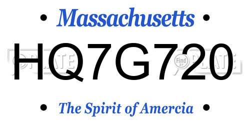HQ7G720 Massachusetts License Plate