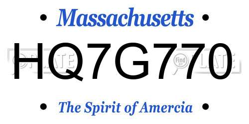 HQ7G770 Massachusetts License Plate