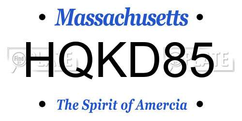 HQKD85 Massachusetts License Plate
