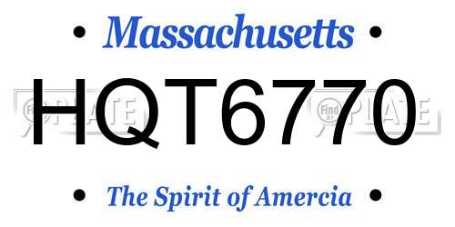 HQT6770 Massachusetts License Plate
