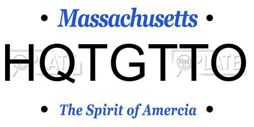 HQTGTTO Massachusetts License Plate