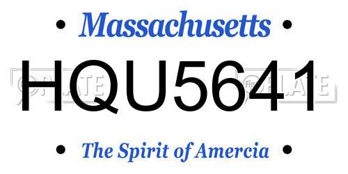 HQU5641 Massachusetts License Plate