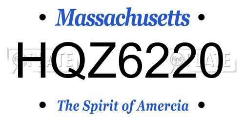 HQZ6220 Massachusetts License Plate