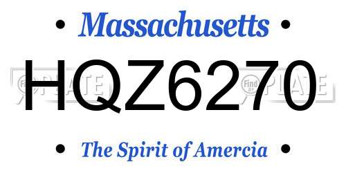 HQZ6270 Massachusetts License Plate