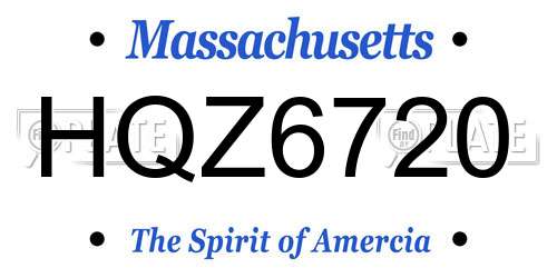 HQZ6720 Massachusetts License Plate