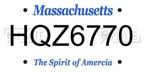 HQZ6770 Massachusetts License Plate