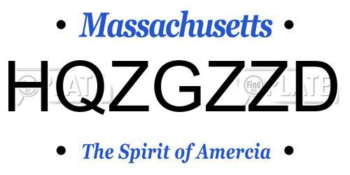 HQZGZZD Massachusetts License Plate