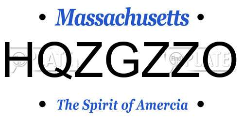 HQZGZZO Massachusetts License Plate