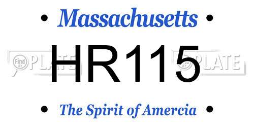 HR115 Massachusetts License Plate