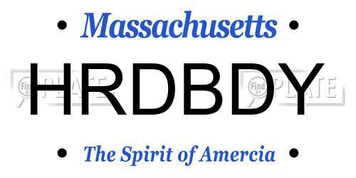 HRDBDY Massachusetts License Plate