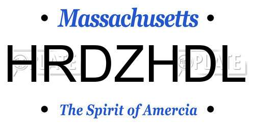 HRDZHDL Massachusetts License Plate