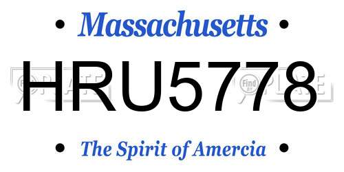 HRU5778 Massachusetts License Plate