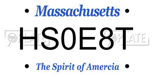HS0E8T Massachusetts License Plate