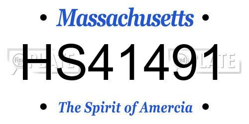 HS41491 Massachusetts License Plate