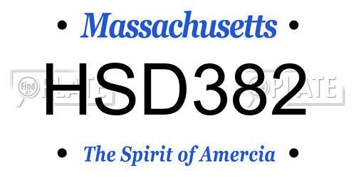 HSD382 Massachusetts License Plate
