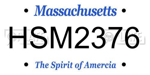 HSM2376 Massachusetts License Plate