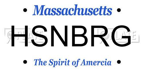 HSNBRG Massachusetts License Plate