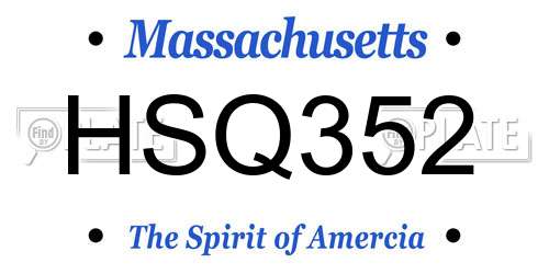 HSQ352 Massachusetts License Plate
