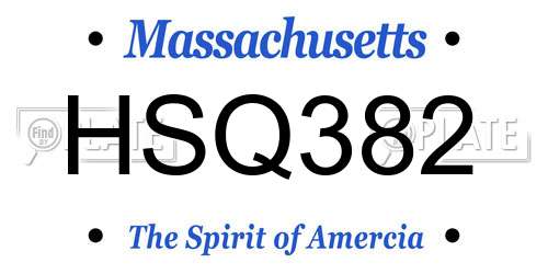 HSQ382 Massachusetts License Plate