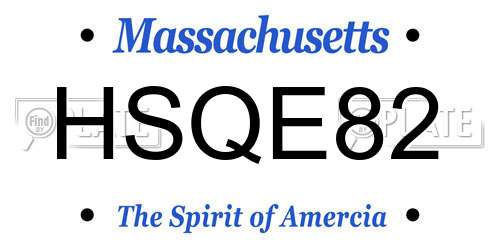 HSQE82 Massachusetts License Plate
