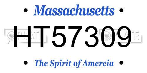 HT57309 Massachusetts License Plate