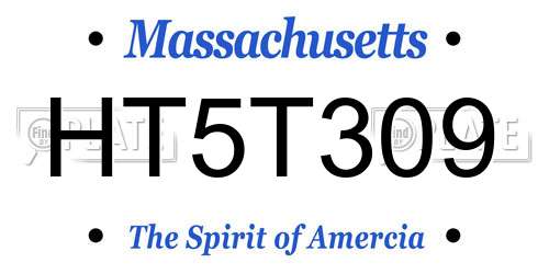 HT5T309 Massachusetts License Plate
