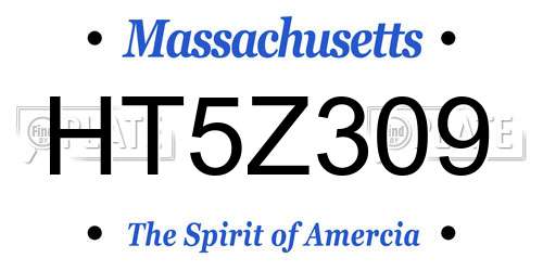 HT5Z309 Massachusetts License Plate