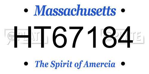 HT67184 Massachusetts License Plate