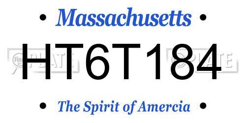 HT6T184 Massachusetts License Plate